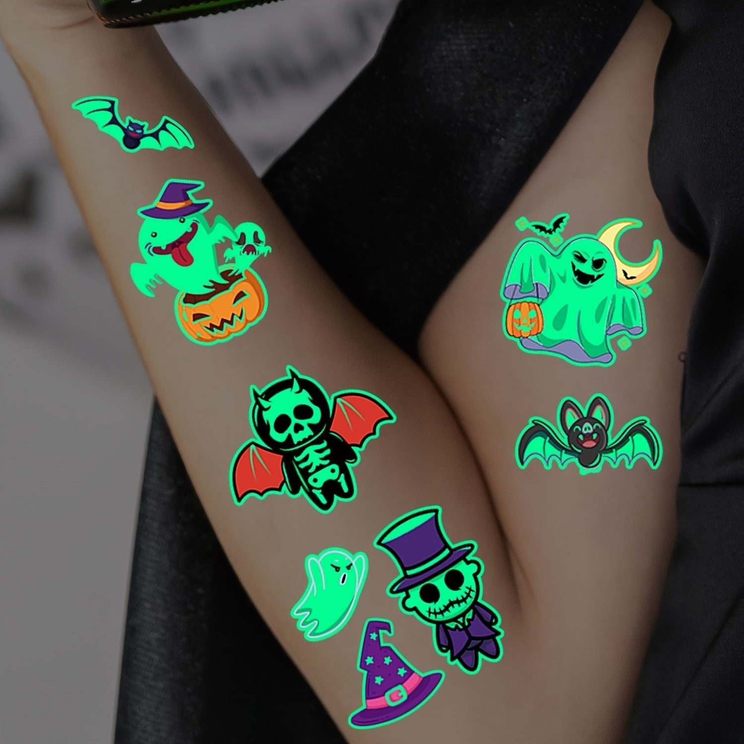 Tatouages Temporaires Halloween Lumineux | Designs Amusants et Sûrs pour Enfants