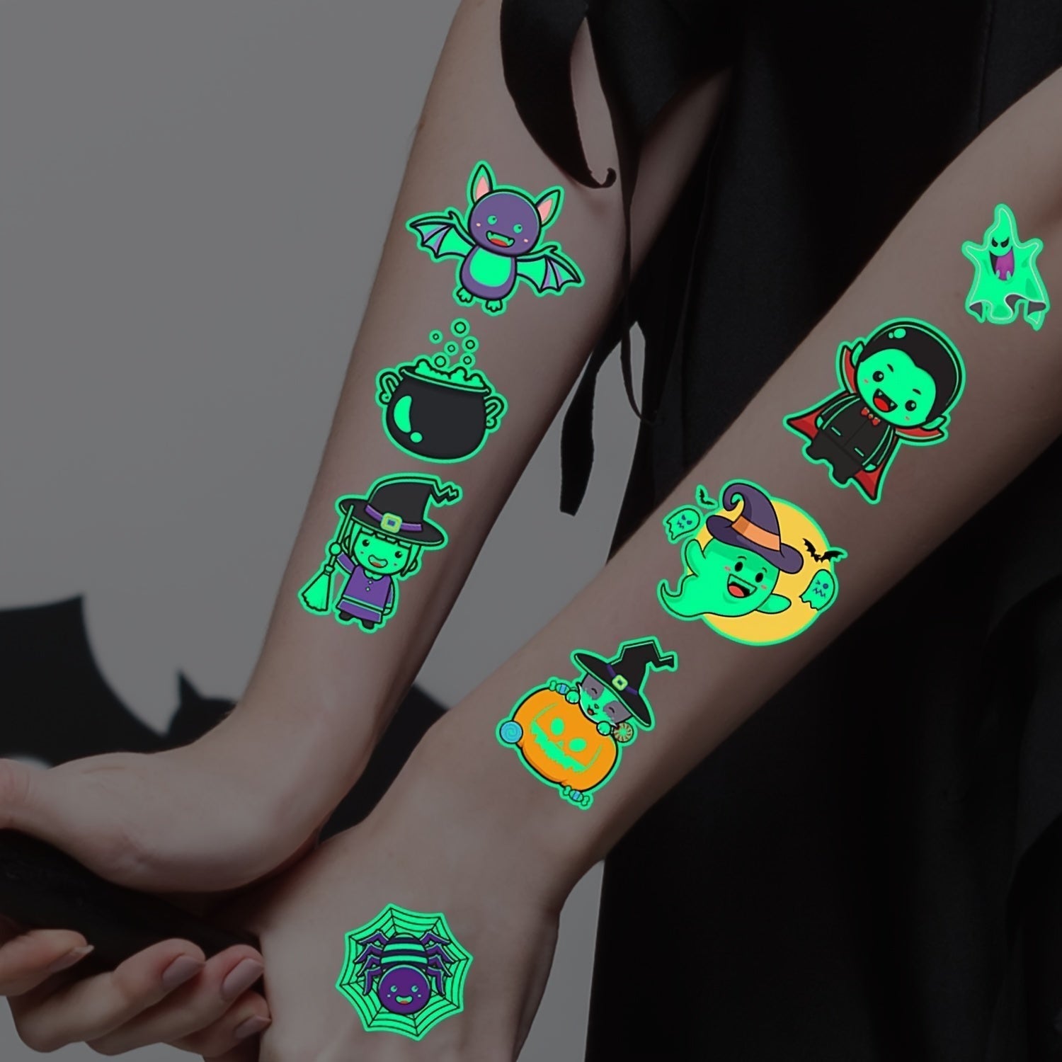 Tatouages Temporaires Halloween Lumineux | Designs Amusants et Sûrs pour Enfants