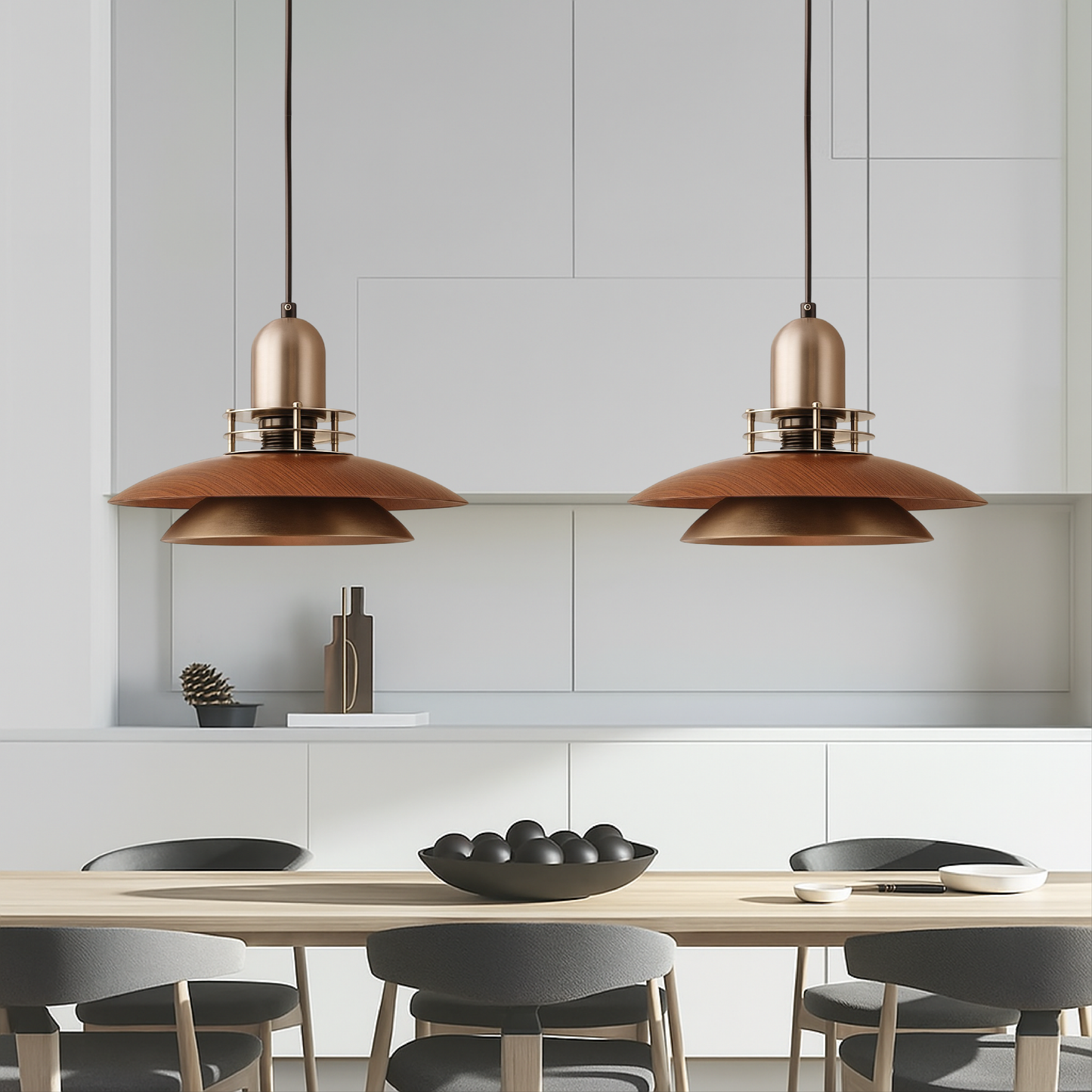 Lampe à Suspension en Bois de Noyer | Élégance Naturelle et Design Moderne