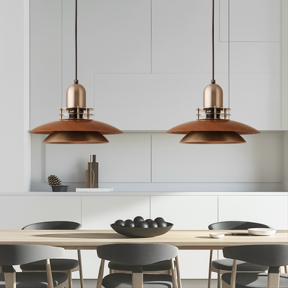 Lampe à Suspension en Bois de Noyer | Élégance Naturelle et Design Moderne