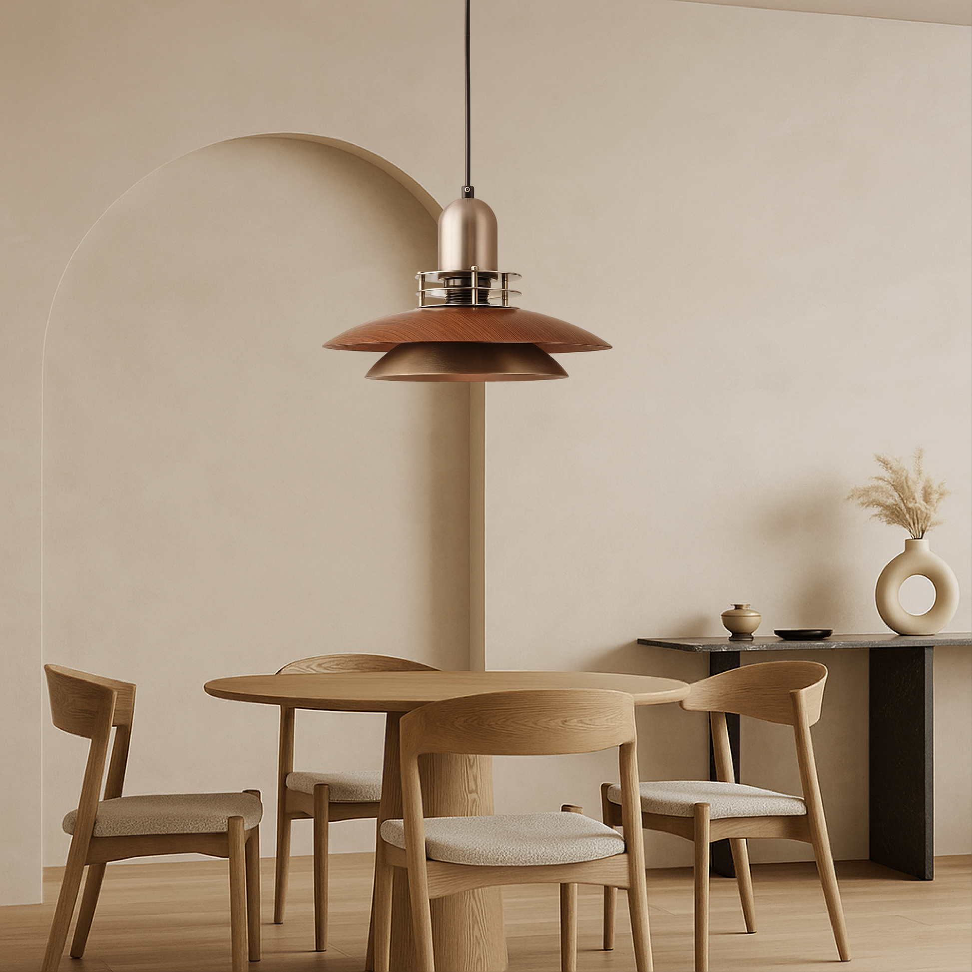 Lampe à Suspension en Bois de Noyer | Élégance Naturelle et Design Moderne