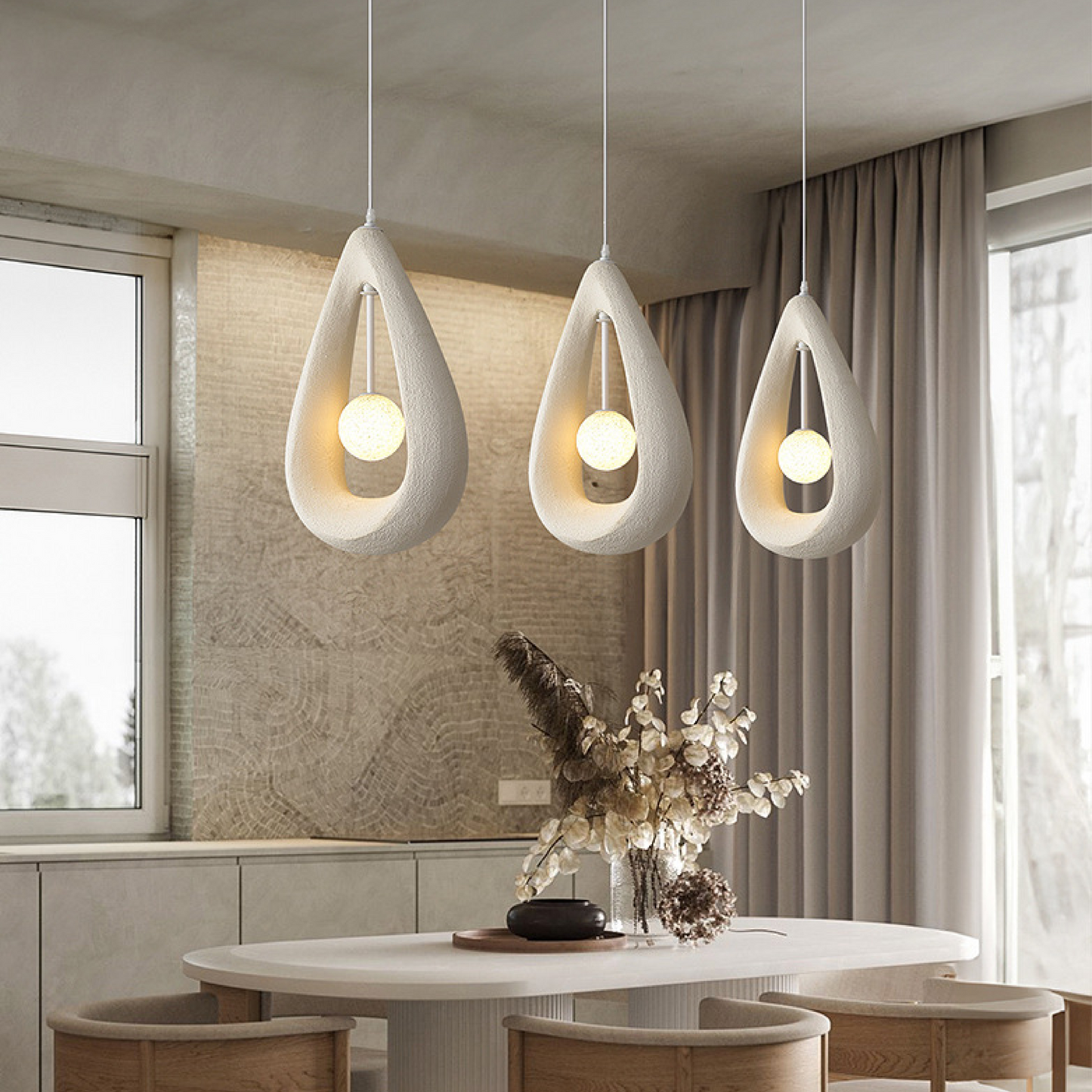 Lampe Suspendue Ovale Japandi | Ambiance Chic et Contemporaine