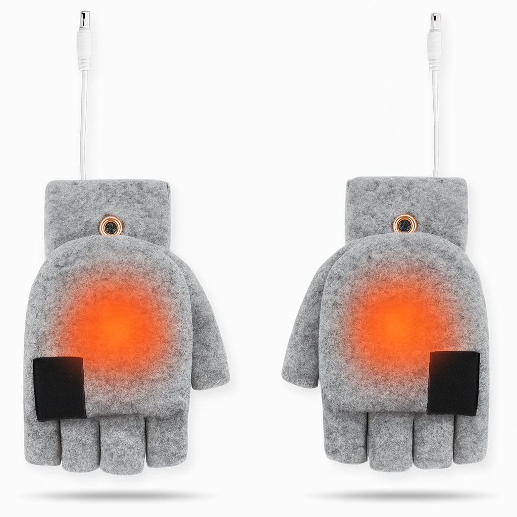 Gants Chauffants Électriques sans Doigts | Chaleur Rapide et Confortable en Hiver