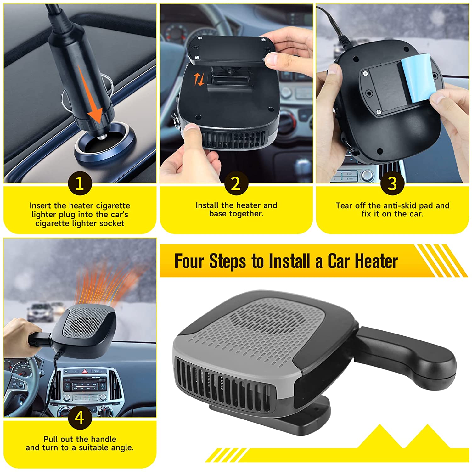 Chauffage Électrique de Voiture 12V | Fonction 2 en 1 et Chauffage Rapide