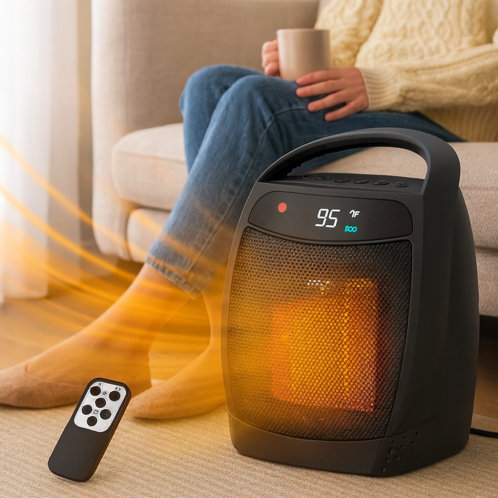 Radiateur Électrique Portable Céramique | Chauffage Rapide et Silencieux avec Télécommande