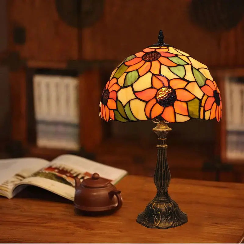 Lampe de Bureau Tiffany Colorée | Col de Cygne Réglable et Artisanale