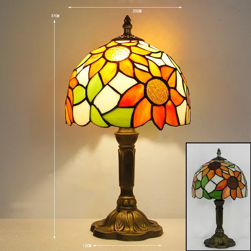 Lampe de Bureau Tiffany Colorée | Col de Cygne Réglable et Artisanale