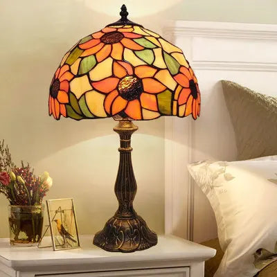 Lampe de Bureau Tiffany Colorée | Col de Cygne Réglable et Artisanale