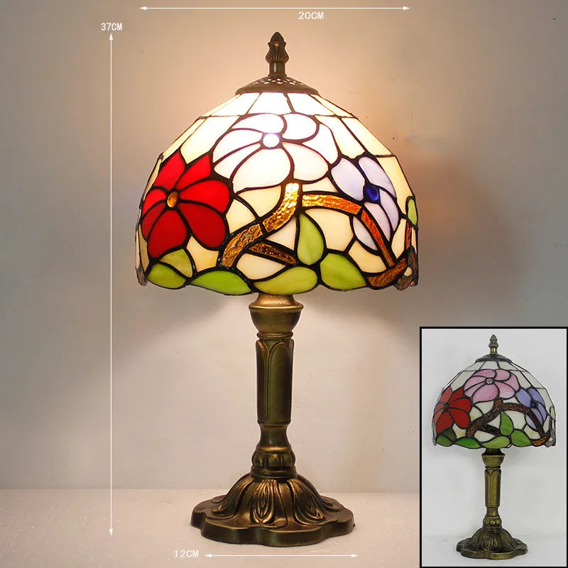 Lampe de Bureau Tiffany Colorée | Col de Cygne Réglable et Artisanale