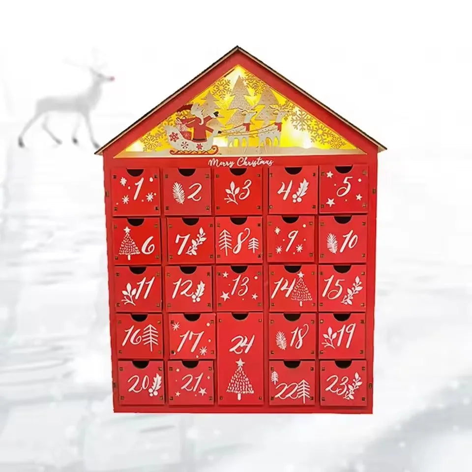 Calendrier de l'Avent en Bois | Compte à Rebours Éclairé jusqu'à Noël