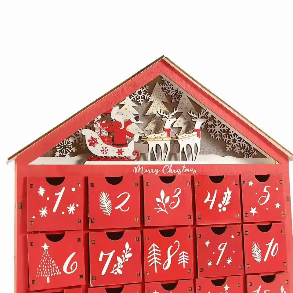 Calendrier de l'Avent en Bois | Compte à Rebours Éclairé jusqu'à Noël