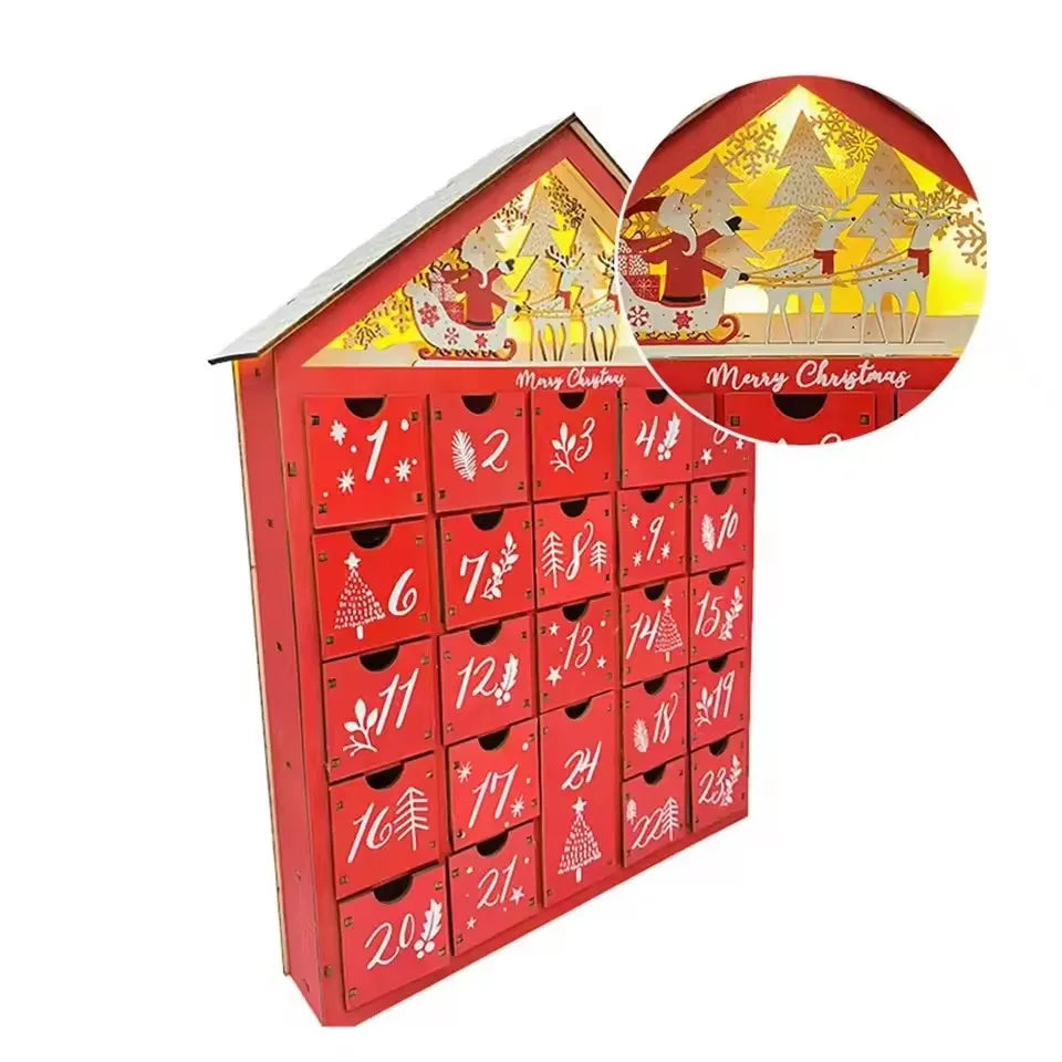 Calendrier de l'Avent en Bois | Compte à Rebours Éclairé jusqu'à Noël
