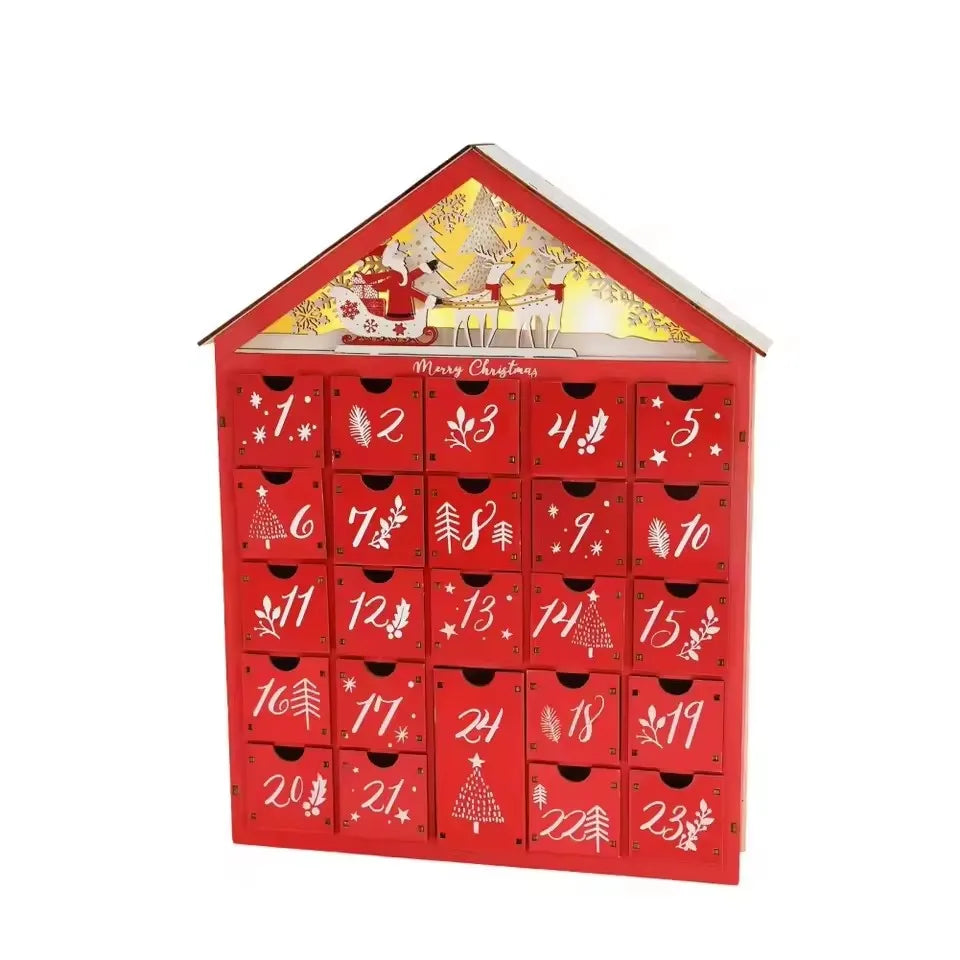 Calendrier de l'Avent en Bois | Compte à Rebours Éclairé jusqu'à Noël
