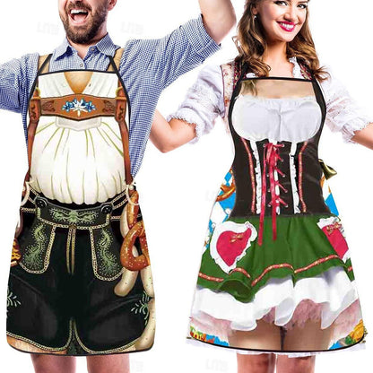 Tabliers Traditionnels Oktoberfest pour Couples | Designs Amusants de Dirndl et Lederhosen