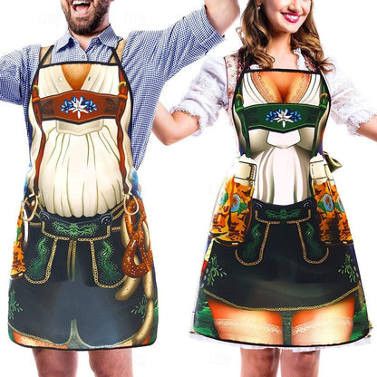Tabliers Traditionnels Oktoberfest pour Couples | Designs Amusants de Dirndl et Lederhosen