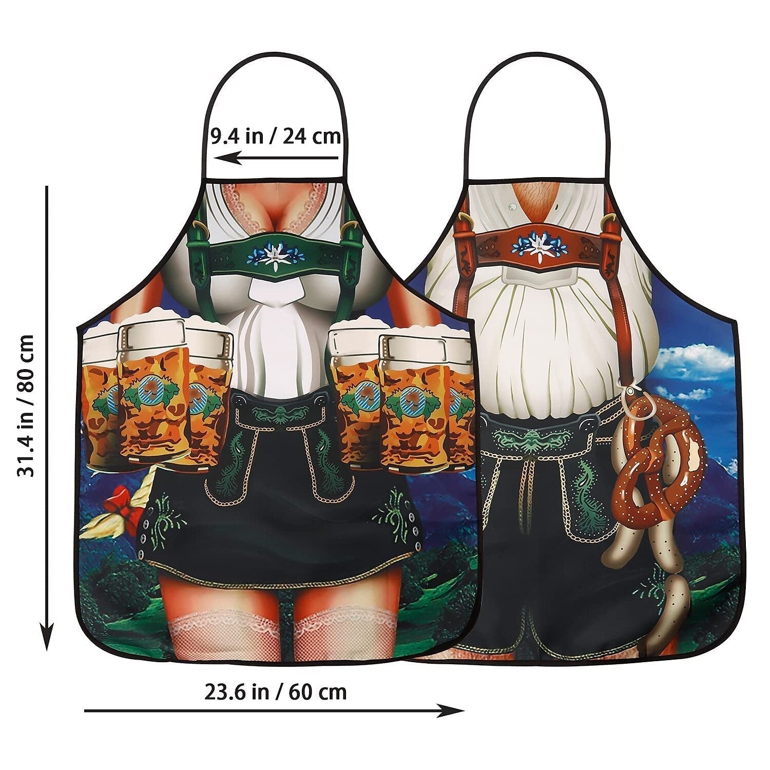 Tabliers Traditionnels Oktoberfest pour Couples | Designs Amusants de Dirndl et Lederhosen