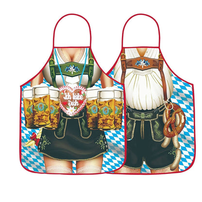 Tabliers Traditionnels Oktoberfest pour Couples | Designs Amusants de Dirndl et Lederhosen