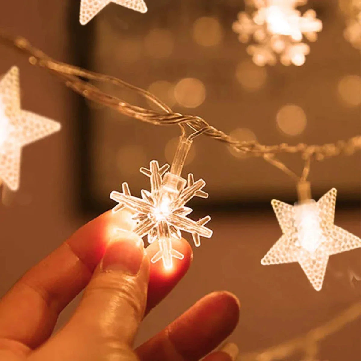 Guirlande LED Étoilée pour Noël | Lumières Chaleureuses et Festives