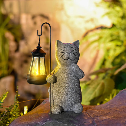 Lampe Solaire Chat Doré | Éclairez Votre Jardin avec Magie