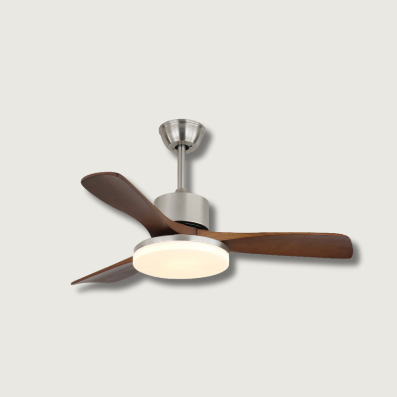 Ventilateur de Plafond en Bois | Élégance Naturelle et Éclairage Doux