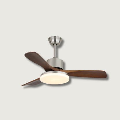Ventilateur de Plafond en Bois | Élégance Naturelle et Éclairage Doux