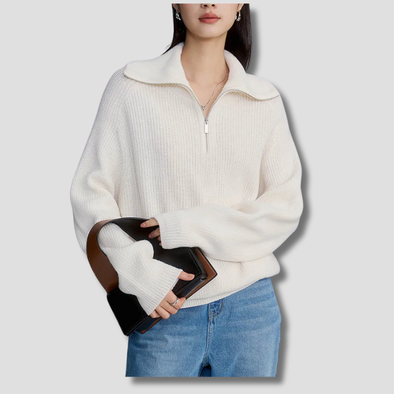 Pull Zippé en Cachemire pour Femmes | Confort Élégant et Polyvalent