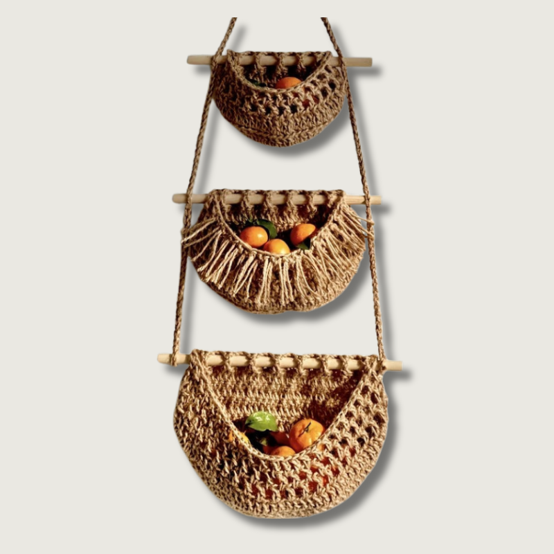 Panier Mural Tissé avec Crochets | Style Bohème et Rangement Pratique