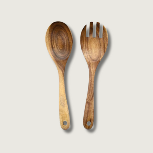 Ustensiles de Service à Salade en Bois | Élégants et Durables pour Vos Repas