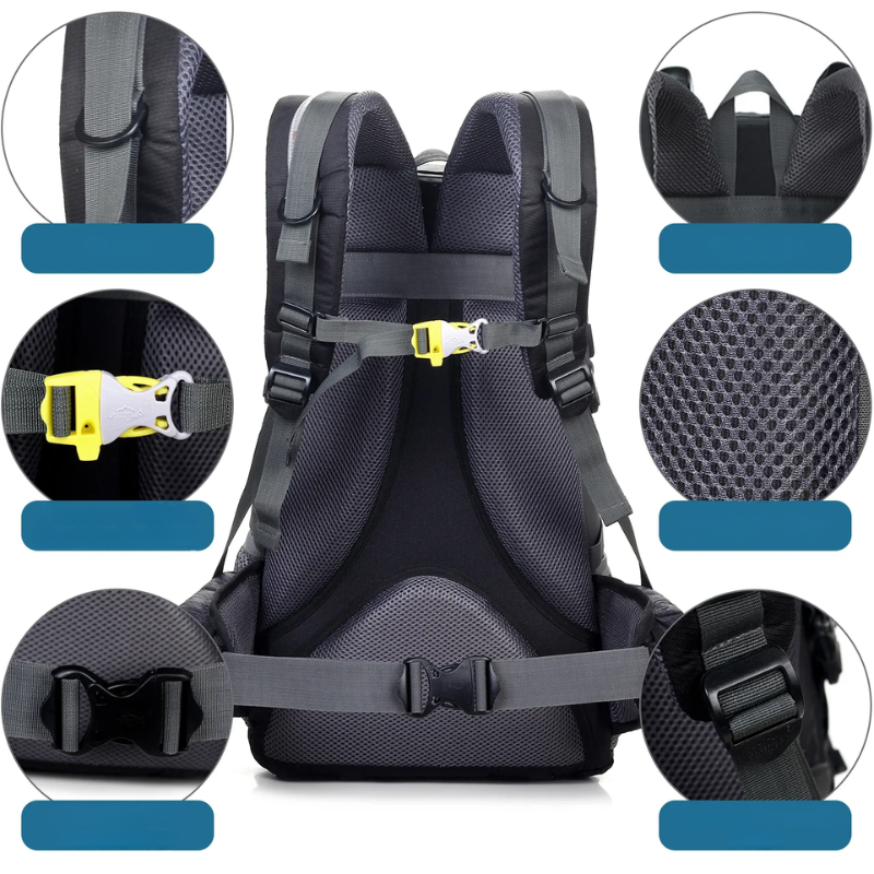 Sac à Dos Imperméable de Trekking | Confort Ergonomique et Rangement Ample