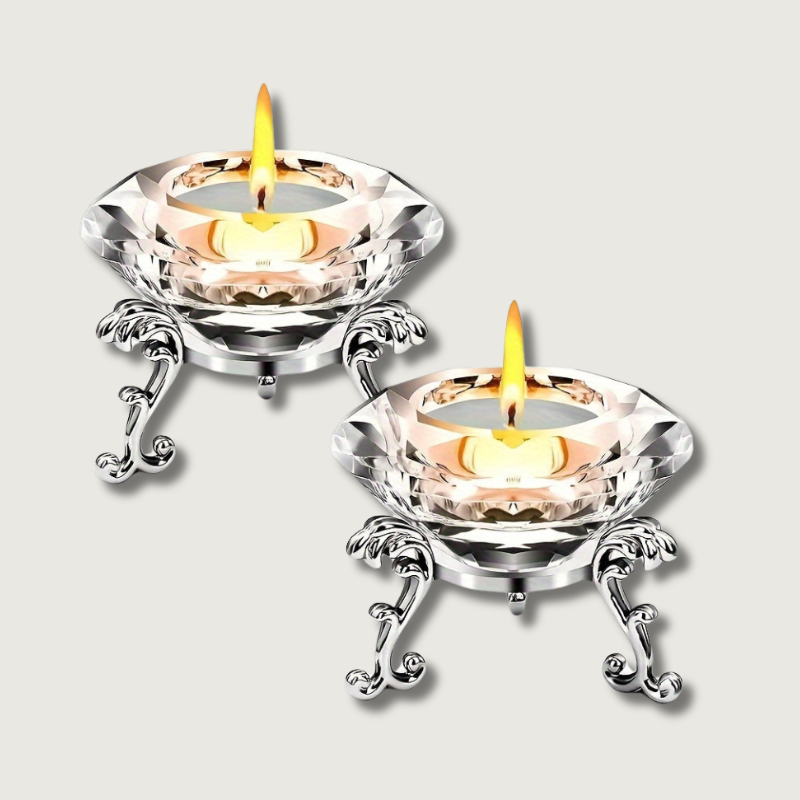 Porte-Bougies en Cristal Transparent | Ambiance Luxueuse et Romantique