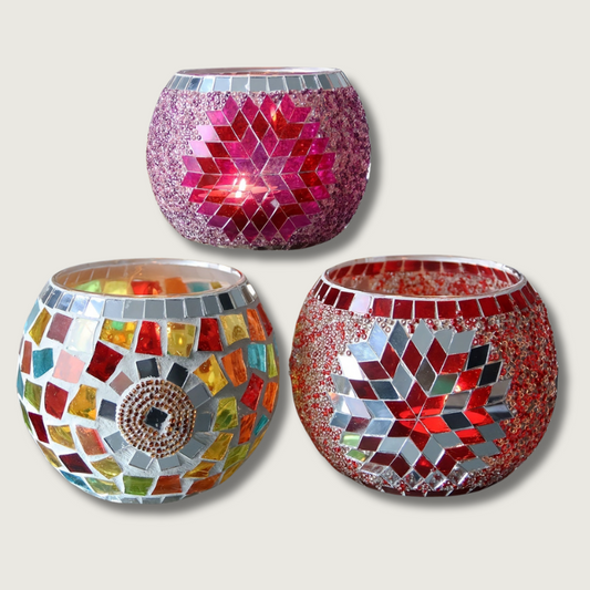 Porte-bougies en Mosaïque Colorés | Décoration Unique pour Ambiance Chaleureuse