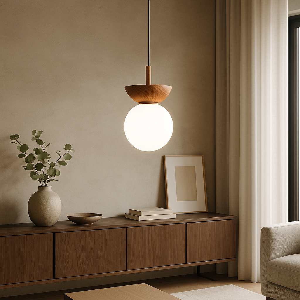 Lampe Suspendue Japandi en Bois | Design Minimaliste et Éclairage Chaleureux