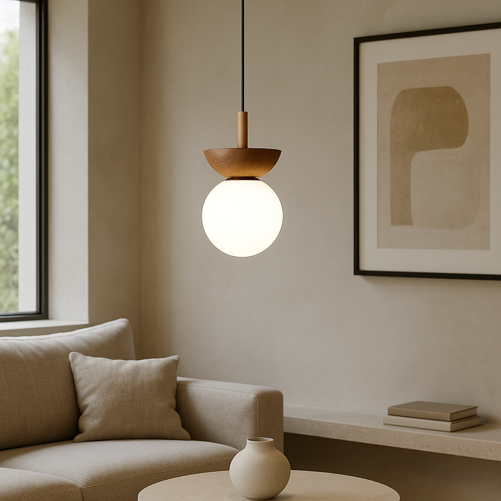 Lampe Suspendue Japandi en Bois | Design Minimaliste et Éclairage Chaleureux