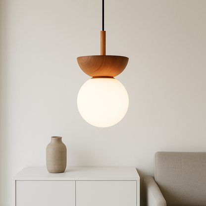 Lampe Suspendue Japandi en Bois | Design Minimaliste et Éclairage Chaleureux