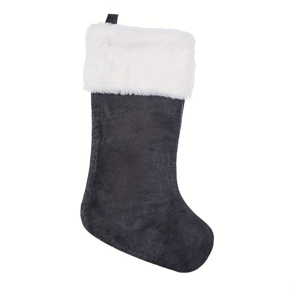 Chaussette de Noël Personnalisée en Velours | Élégante Décoration de Fête avec Monogramme