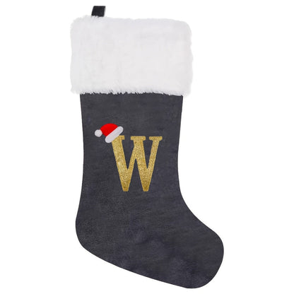 Chaussette de Noël Personnalisée en Velours | Élégante Décoration de Fête avec Monogramme