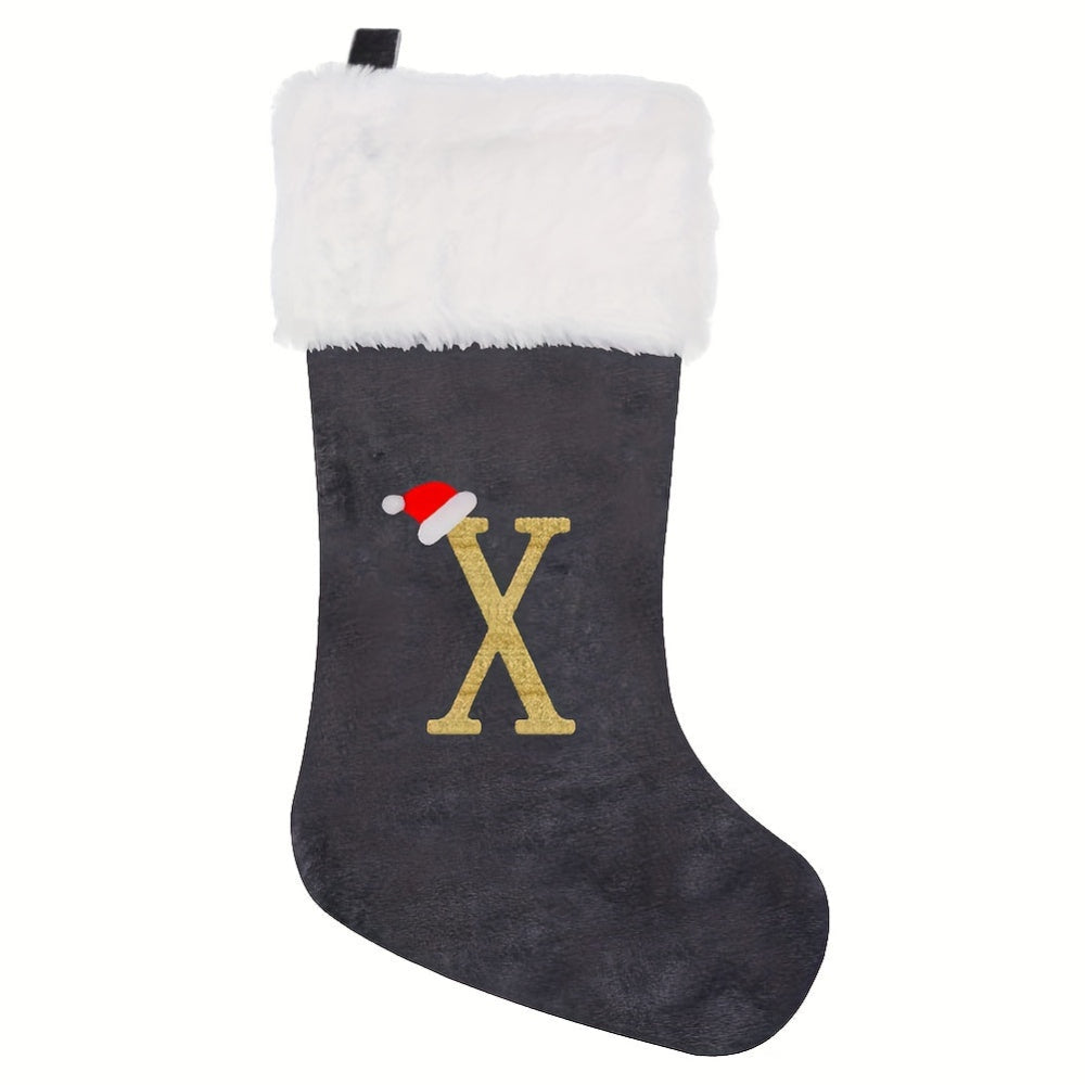 Chaussette de Noël Personnalisée en Velours | Élégante Décoration de Fête avec Monogramme