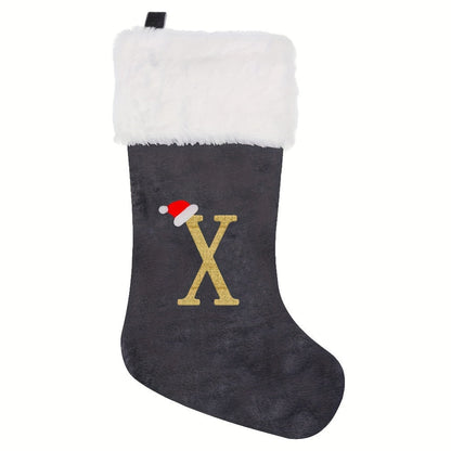 Chaussette de Noël Personnalisée en Velours | Élégante Décoration de Fête avec Monogramme