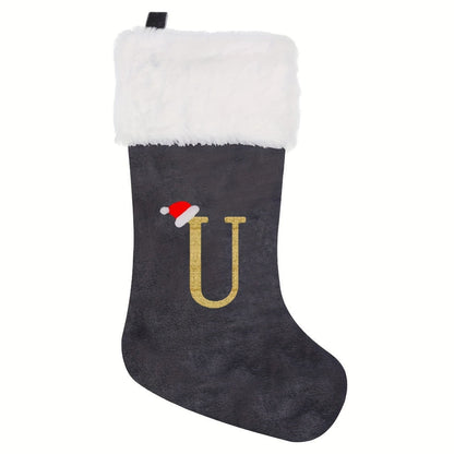 Chaussette de Noël Personnalisée en Velours | Élégante Décoration de Fête avec Monogramme