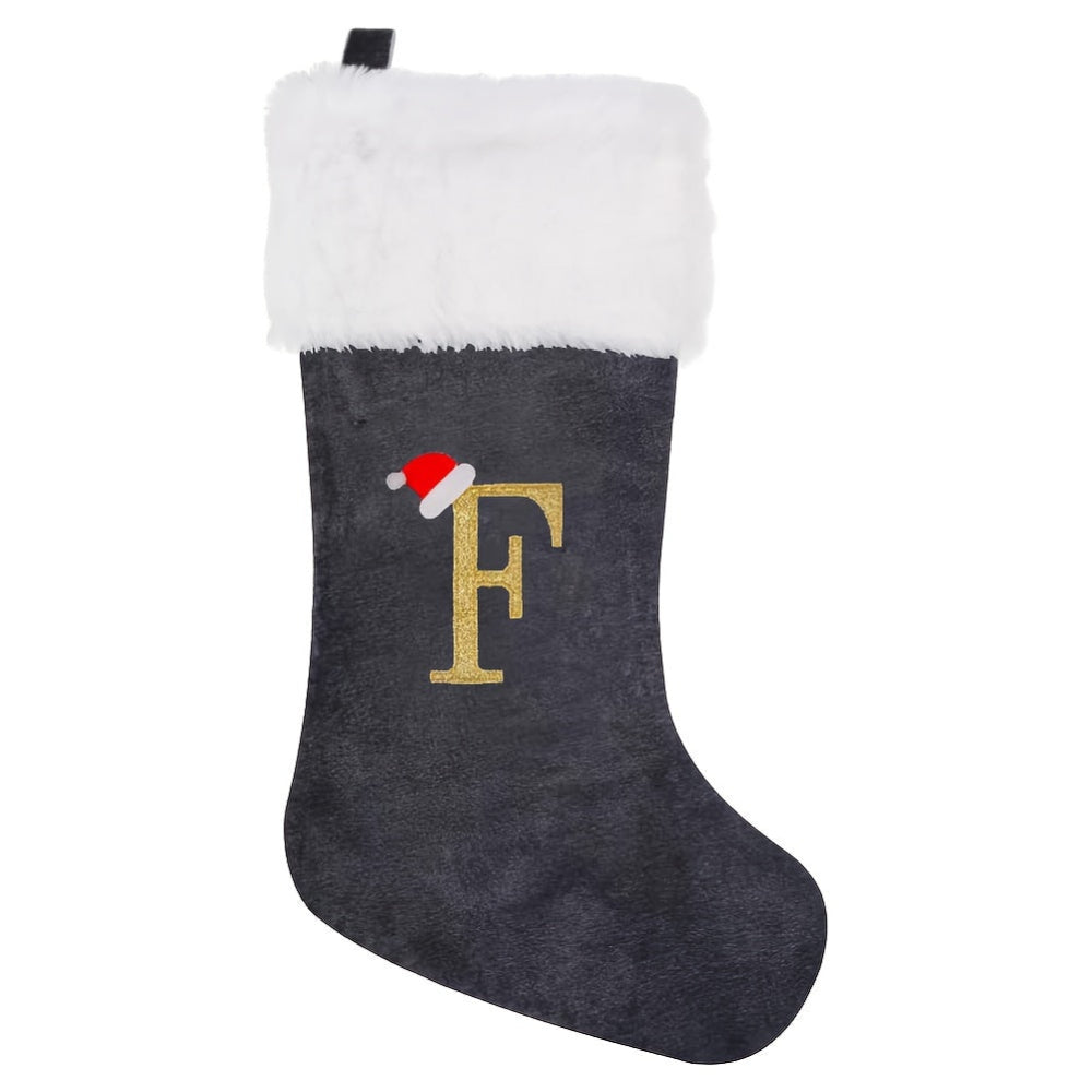 Chaussette de Noël Personnalisée en Velours | Élégante Décoration de Fête avec Monogramme