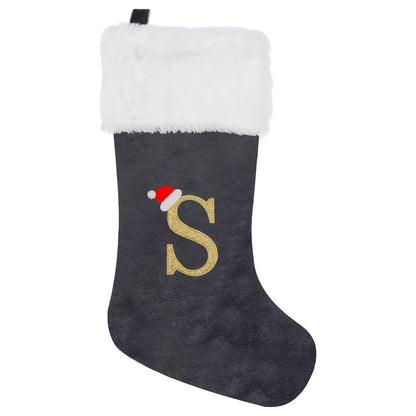 Chaussette de Noël Personnalisée en Velours | Élégante Décoration de Fête avec Monogramme