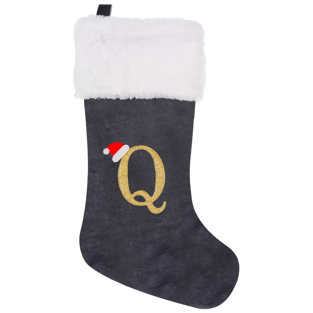Chaussette de Noël Personnalisée en Velours | Élégante Décoration de Fête avec Monogramme