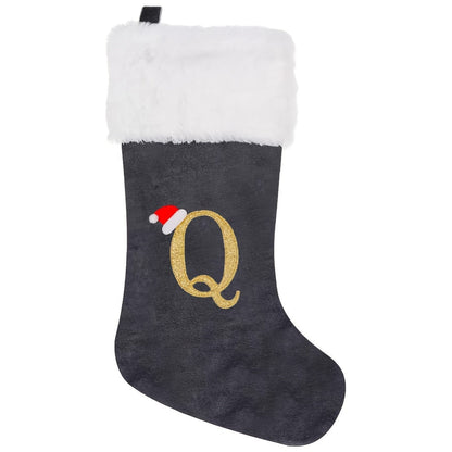 Chaussette de Noël Personnalisée en Velours | Élégante Décoration de Fête avec Monogramme