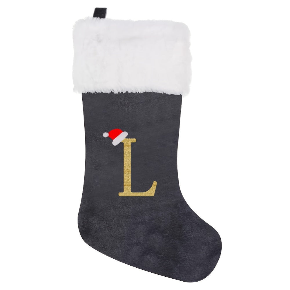 Chaussette de Noël Personnalisée en Velours | Élégante Décoration de Fête avec Monogramme
