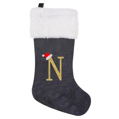 Chaussette de Noël Personnalisée en Velours | Élégante Décoration de Fête avec Monogramme