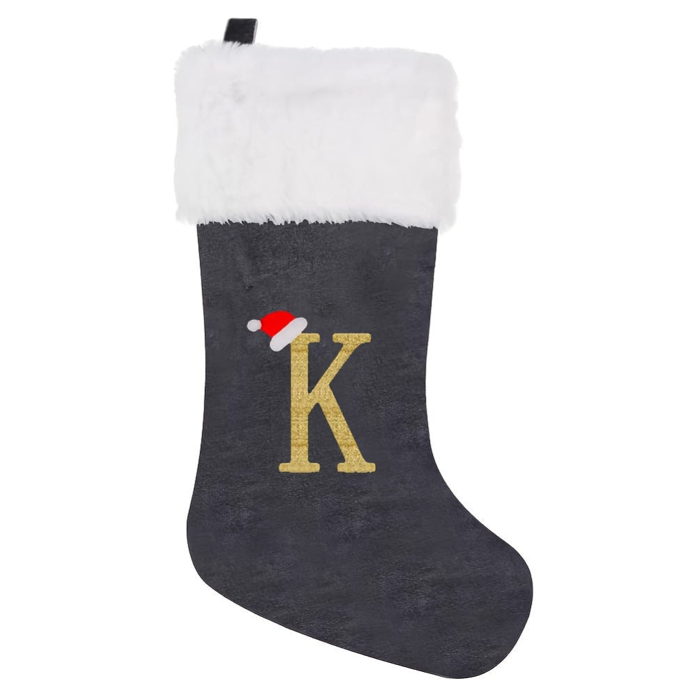 Chaussette de Noël Personnalisée en Velours | Élégante Décoration de Fête avec Monogramme