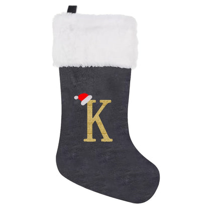 Chaussette de Noël Personnalisée en Velours | Élégante Décoration de Fête avec Monogramme