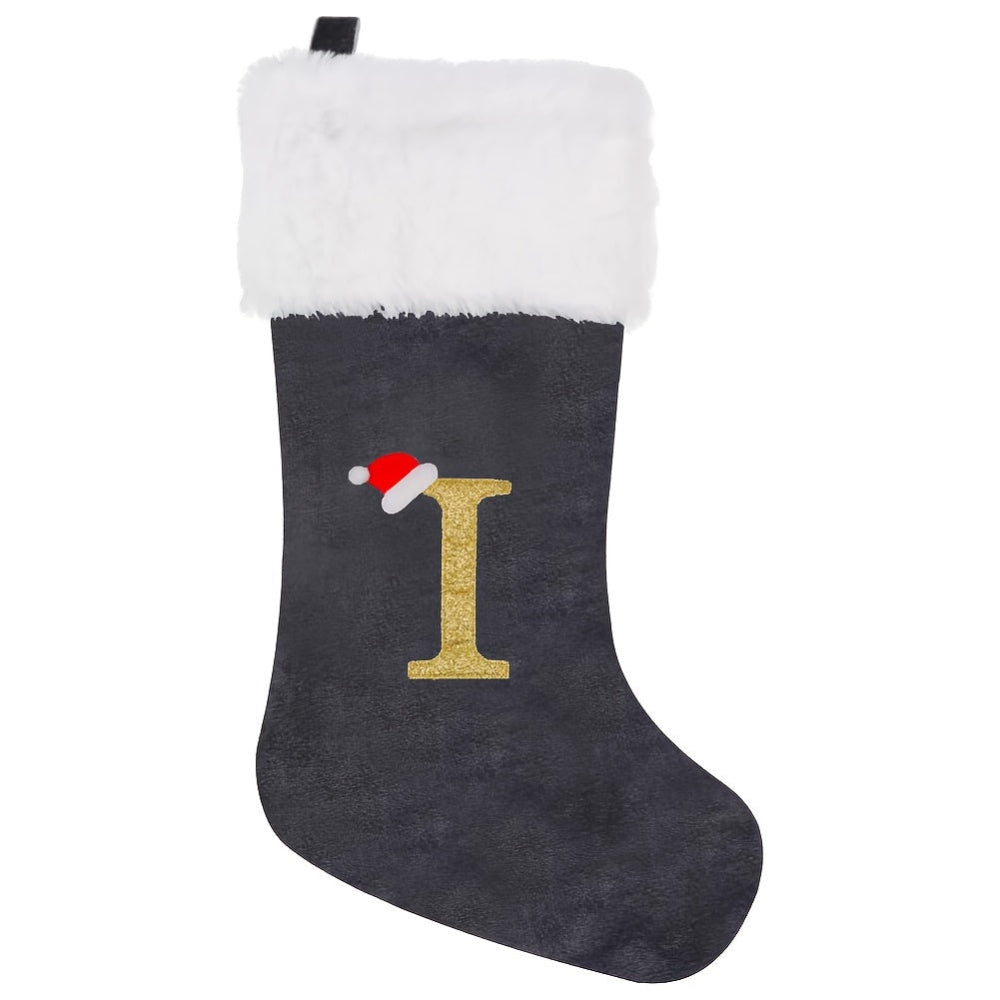 Chaussette de Noël Personnalisée en Velours | Élégante Décoration de Fête avec Monogramme