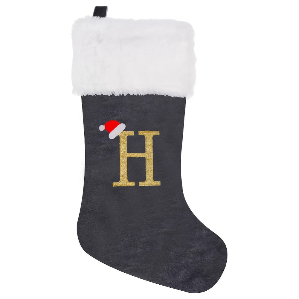Chaussette de Noël Personnalisée en Velours | Élégante Décoration de Fête avec Monogramme