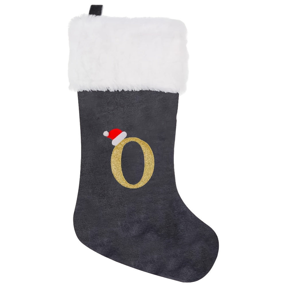 Chaussette de Noël Personnalisée en Velours | Élégante Décoration de Fête avec Monogramme